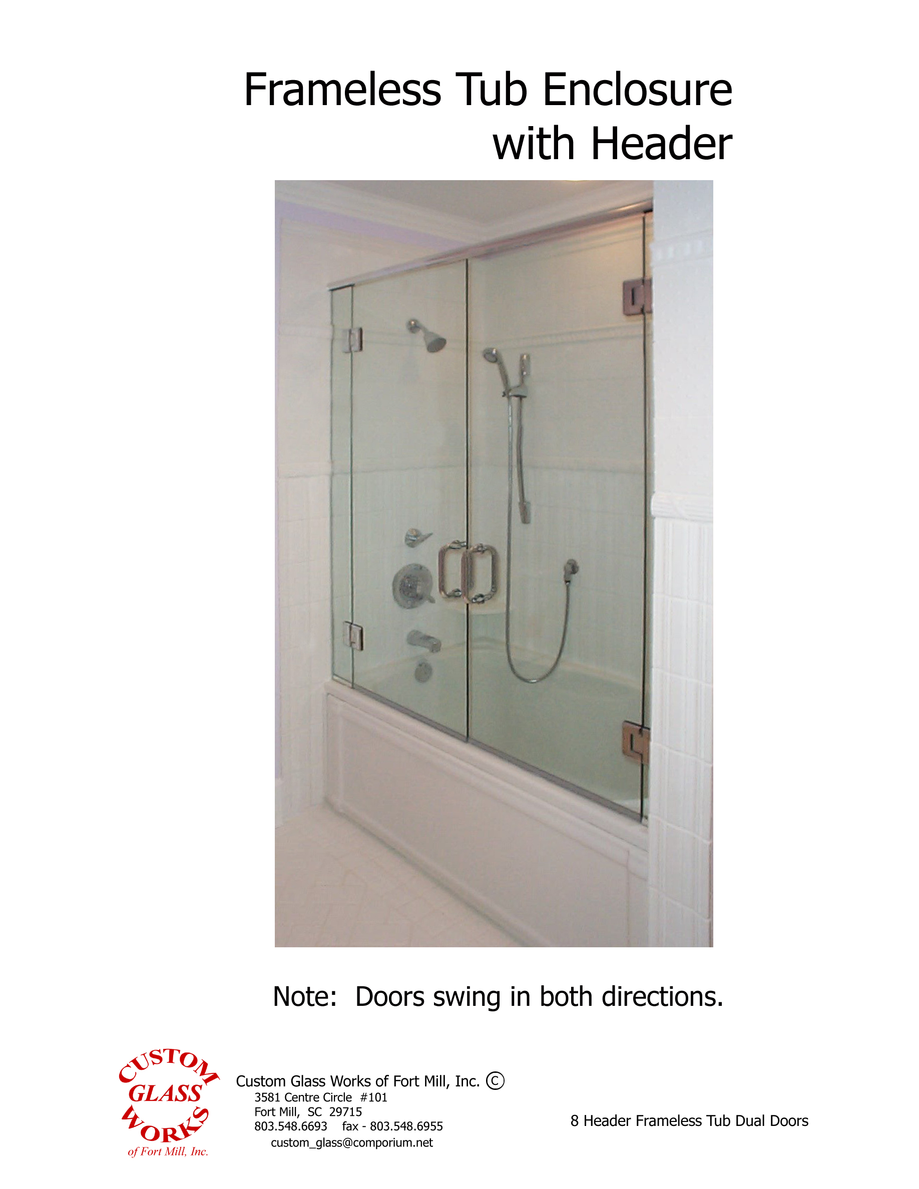 8 Header Frameless Tub Dual Doors